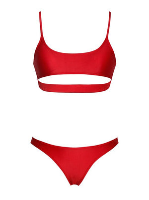 Red Cut Out Strappy Bikini