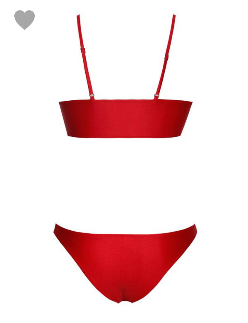 Red Cut Out Strappy Bikini