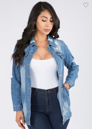 Distressed Denim Jean Jacket