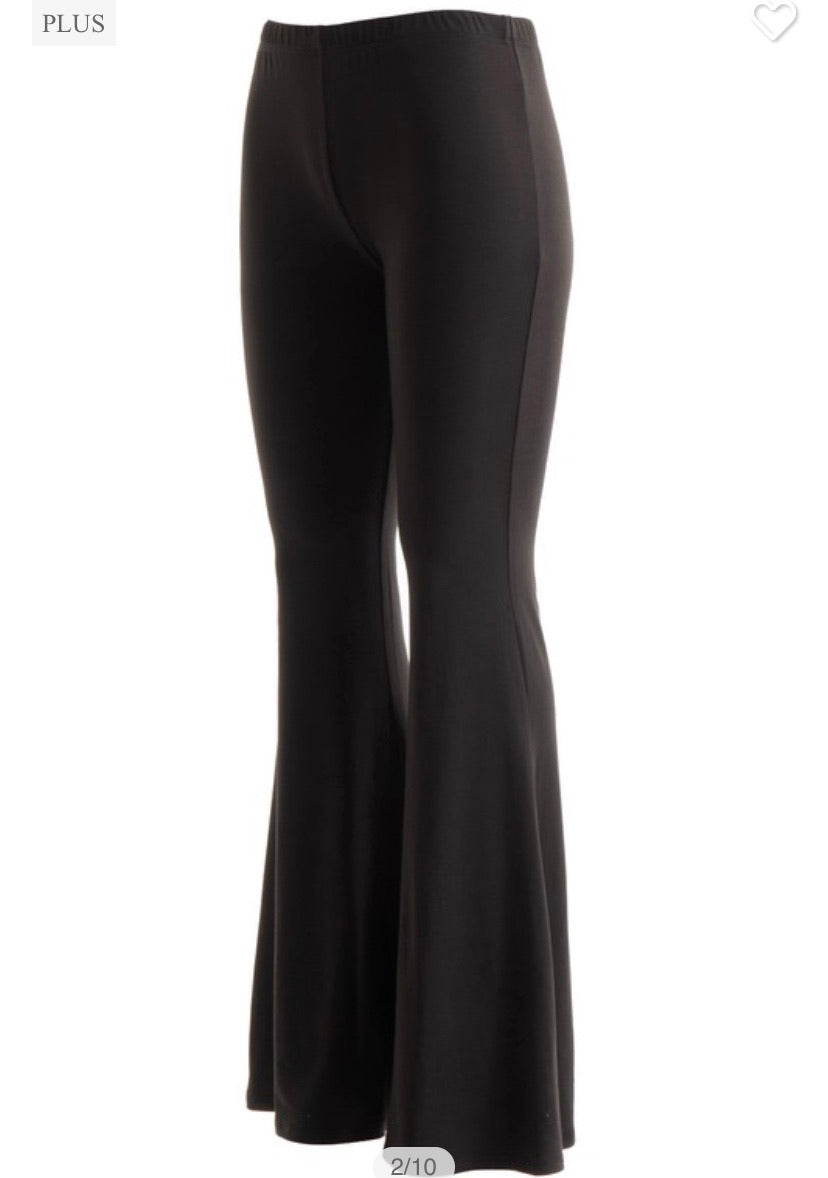 Plus Size Brushed Jersey Bell Bottom Pants