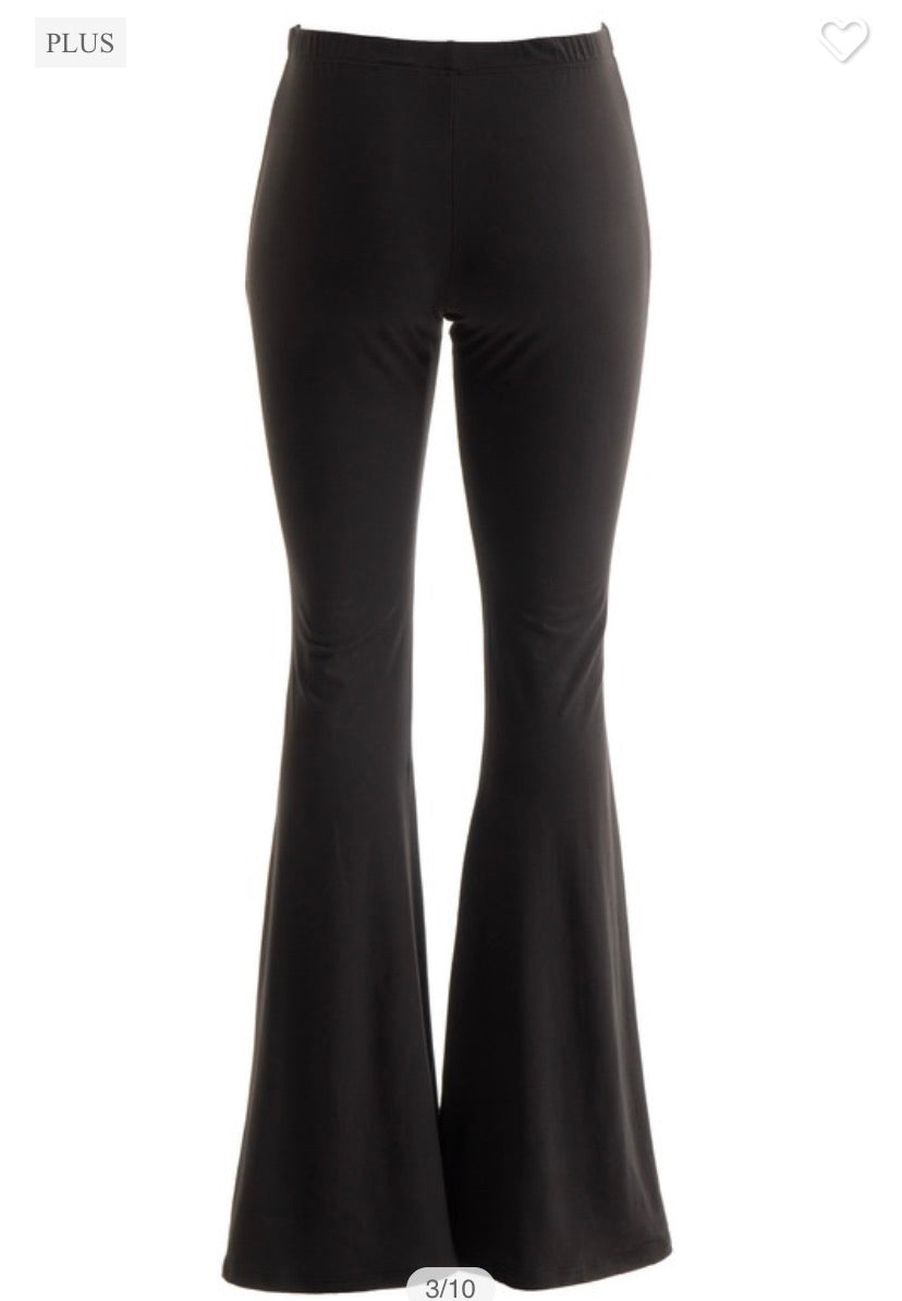 Plus Size Brushed Jersey Bell Bottom Pants