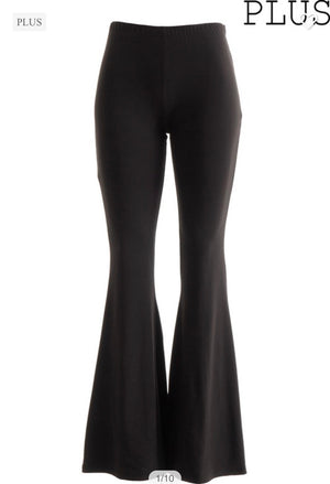 Plus Size Brushed Jersey Bell Bottom Pants