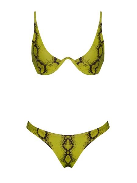 Prague Yellow Snake Print V Wire Bikini Two Piece